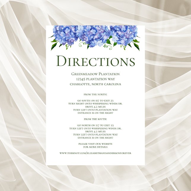 Tarjeta de envoltorio Blue Hydrangeas Boda Directi (Subido por el creador)