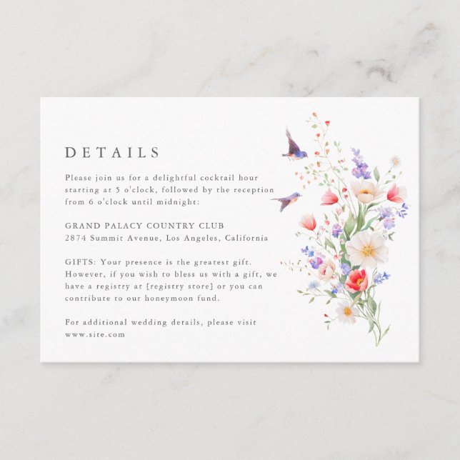 Tarjeta de envoltorio Boda de detalles de primaver (Anverso)