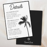 Tarjeta de envoltorio con detalles de Bat Mitzvah<br><div class="desc">Comparte los detalles de tu evento con estas tarjetas de gabinete de detalles Bat Mitzvah,  de palma blanca y negra. Introduzca la Herramienta de diseño de Zazzle para realizar ajustes adicionales.</div>