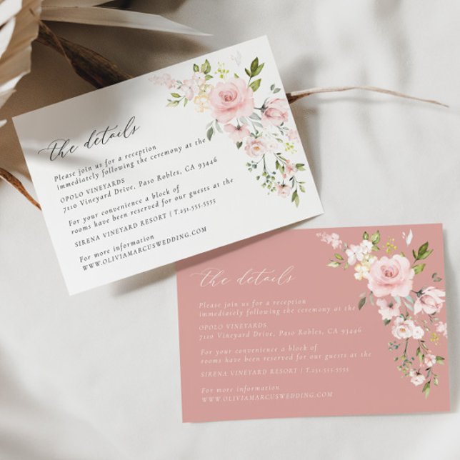 Tarjeta de envoltorio con detalles de Boda de oliv (Details Card 2 Colors)