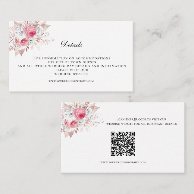 Tarjeta de envoltorio con detalles de Boda floral  (Anverso / Reverso)