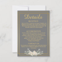Tarjeta de envoltorio con detalles de Boda gris y