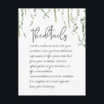 Tarjeta de envoltorio con detalles de las viñas ve<br><div class="desc">Invitación a una boda minimalista,  con viñas de hiedra y cabello de hadas pintadas suavemente en color agua,  que se balancean suavemente desde arriba,  con un animado guión de pluma negra escrita a mano que parece que cada uno escribió uno por su cuenta; lo que podría ser más romántico.</div>