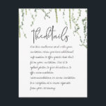 Tarjeta de envoltorio con detalles de las viñas ve<br><div class="desc">Invitación a una boda minimalista,  con viñas de hiedra y cabello de hadas pintadas suavemente en color agua,  que se balancean suavemente desde arriba,  con un animado guión de pluma negra escrita a mano que parece que cada uno escribió uno por su cuenta; lo que podría ser más romántico.</div>