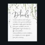 Tarjeta de envoltorio con detalles de las viñas ve<br><div class="desc">Una hermosa y minimalista invitación a la ceremonia de Nuestra Boda con acuarela pintada de espuma colgando viñas de hiedra y cabello de mucama, delicadamente enrollado desde lo alto, con un animado tipo de caligrafía escrita a mano que parece que lo escribió usted mismo para los títulos y el cuerpo;...</div>
