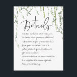 Tarjeta de envoltorio con detalles de las viñas ve<br><div class="desc">Una hermosa y minimalista invitación a la ceremonia de Nuestra Boda con acuarela pintada de espuma colgando viñas de hiedra y cabello de mucama, delicadamente enrollado desde lo alto, con un animado tipo de caligrafía escrita a mano que parece que lo escribió usted mismo para los títulos y el cuerpo;...</div>