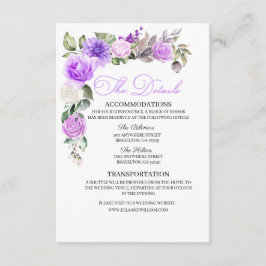 Tarjeta de envoltorio con detalles del Boda morado