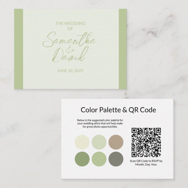 Tarjeta de envoltorio de Boda de código QR (Anverso / Reverso)