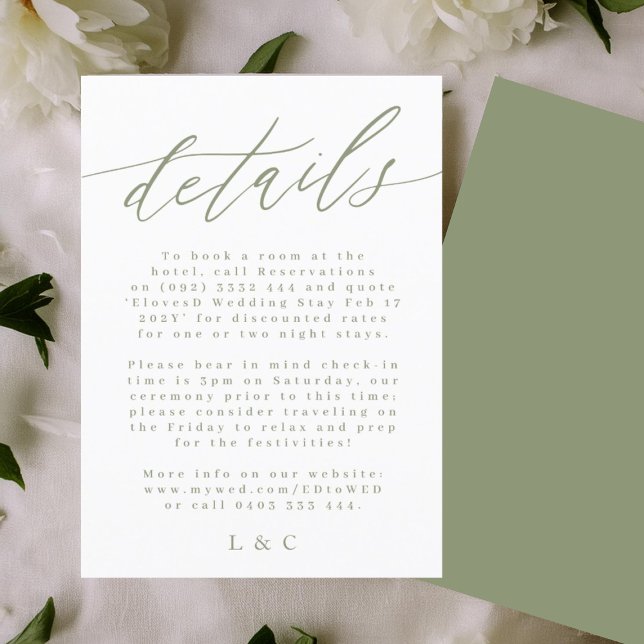 Tarjeta de envoltorio de Boda moderno verde blanco (Subido por el creador)