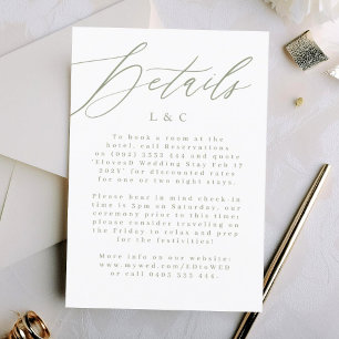 Tarjeta de envoltorio de Boda moderno verde blanco