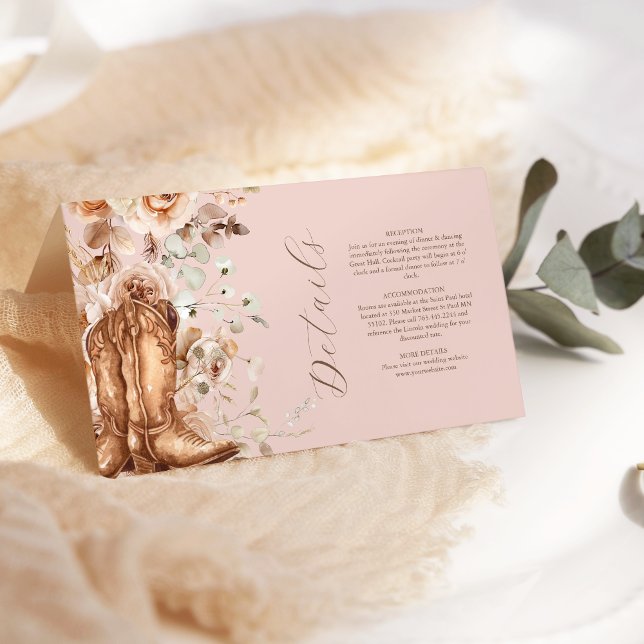 Tarjeta de envoltorio de Boda occidental con flore (Subido por el creador)