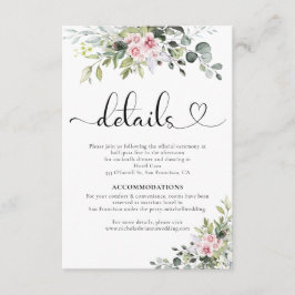 Tarjeta de envoltorio de Boda rosa verde