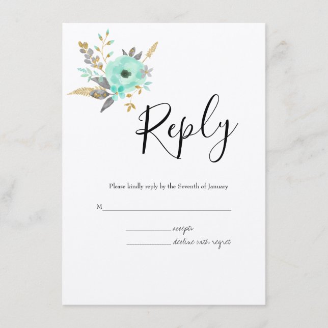 Tarjeta de envoltorio de Boda RSVP para acuarela (Anverso)