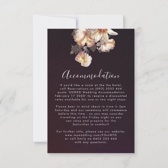 Tarjeta de envoltorio de bodas antiguas de ciruela (Anverso)