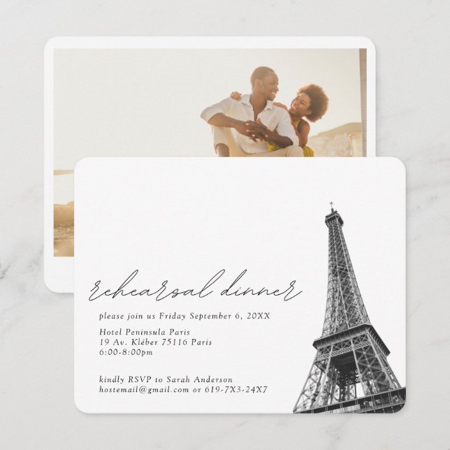 Tarjeta de envoltorio de cena de la Torre Eiffel d (Anverso / Reverso)