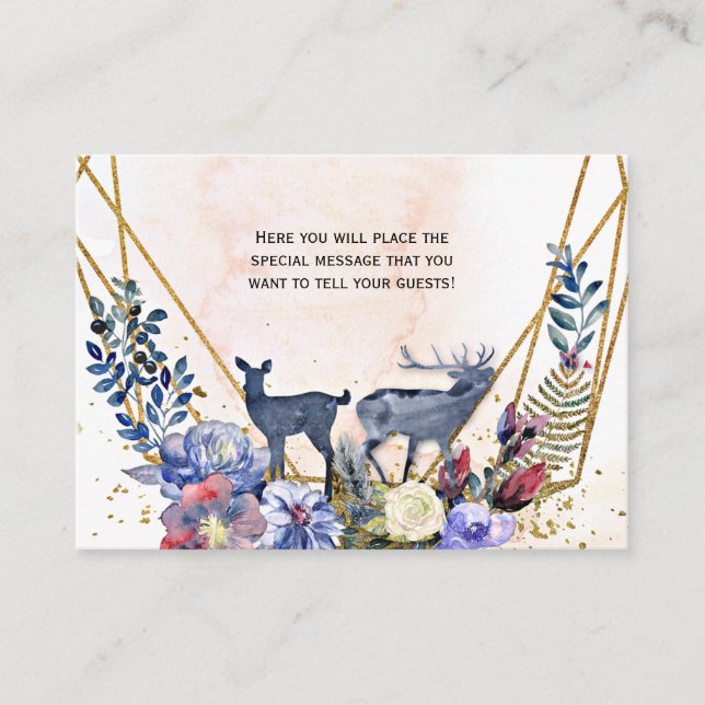 Tarjeta de envoltorio de Deer Floral de Woodland (Anverso)