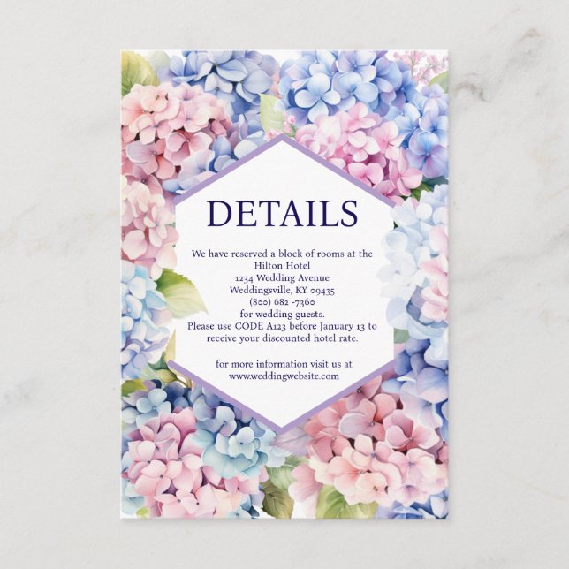 Tarjeta de envoltorio de detalles de Hydrangea (Anverso)