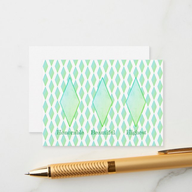 Tarjeta de envoltorio de diamantes verde (Anverso/Reverso In Situ)