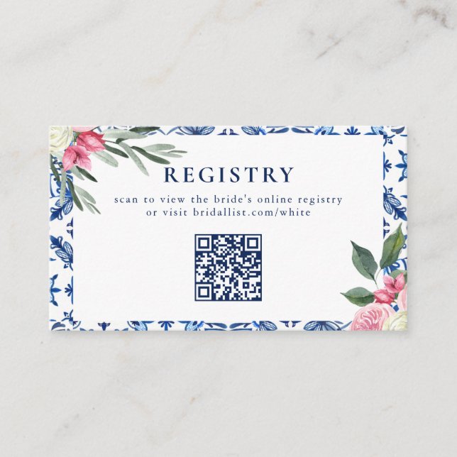 Tarjeta de envoltorio de ducha con flores azules i (Anverso)