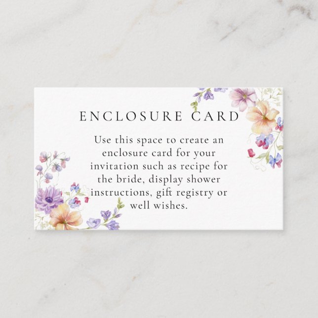 Tarjeta de envoltorio de ducha de flores silvestre (Anverso)