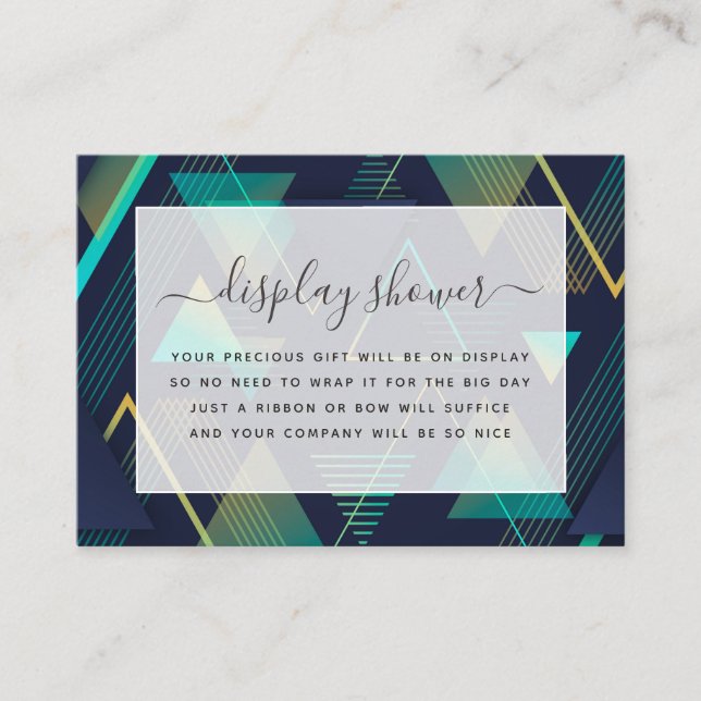 Tarjeta de envoltorio de ducha de novia geométrica (Anverso)