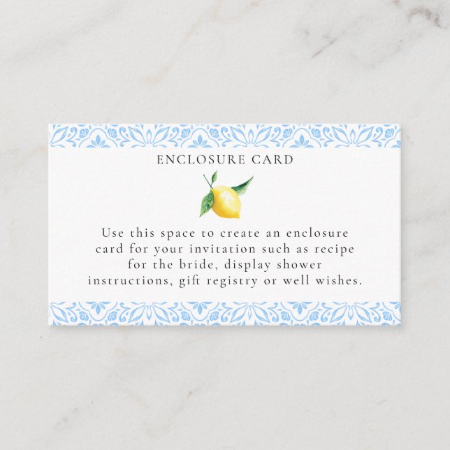 Tarjeta de envoltorio de ducha de novia Lemons en  (Anverso)