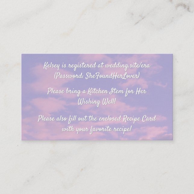 Tarjeta de envoltorio de ducha de novia para las n (Anverso)