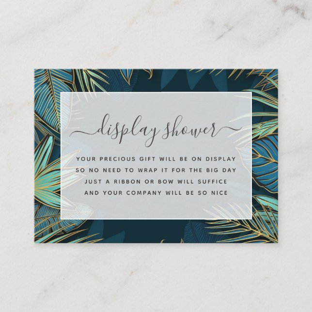 Tarjeta de envoltorio de ducha tropical para novia (Anverso)