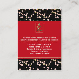 Tarjeta de envoltorio de flores de cerezo negras y