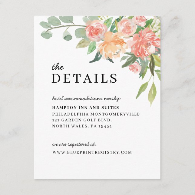 Tarjeta de envoltorio de invitación a boda acuarel (Anverso)