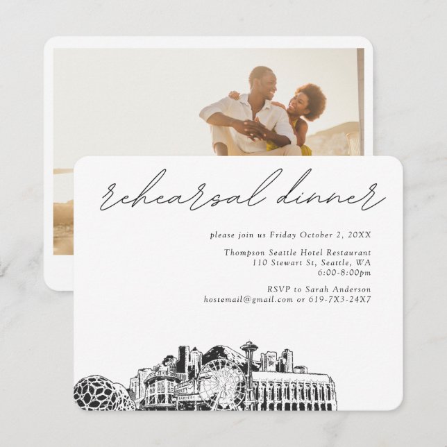 Tarjeta de envoltorio de invitación para ensayo de (Anverso / Reverso)