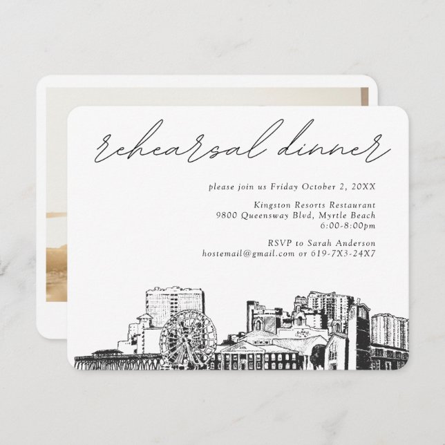 Tarjeta de envoltorio de invitación para ensayo de (Anverso / Reverso)