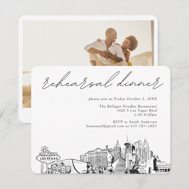 Tarjeta de envoltorio de invitaciones para cenas d (Anverso / Reverso)