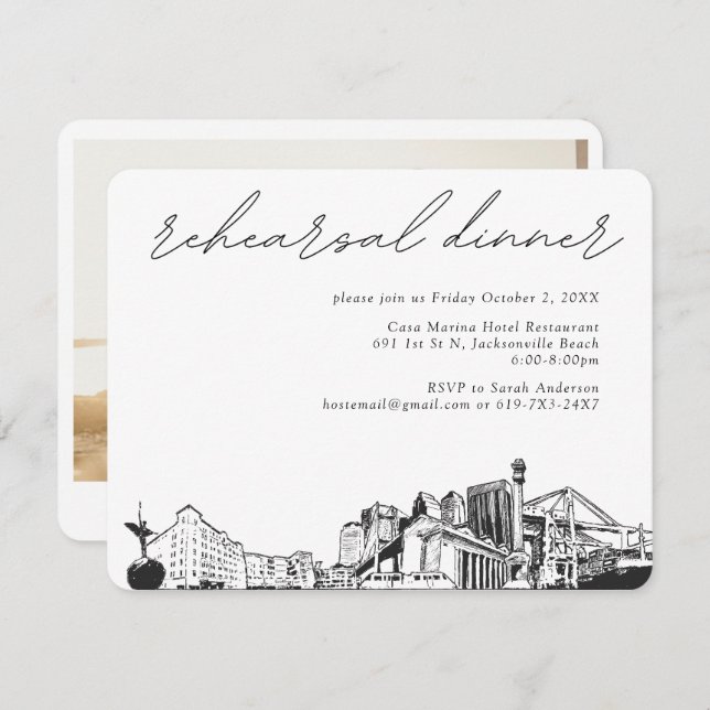 Tarjeta de envoltorio de invitaciones para ensayos (Anverso / Reverso)