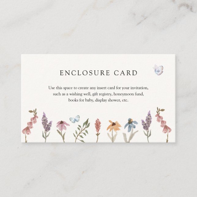 Tarjeta de envoltorio de jardín de flor de maripos (Anverso)