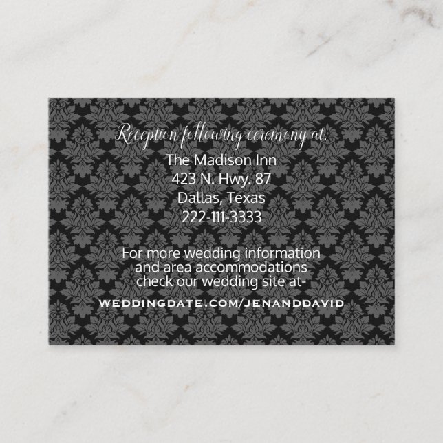 Tarjeta de envoltorio de matrimonio Damask moderna (Anverso)