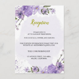 Tarjeta de envoltorio de recepción de bodas púrpur