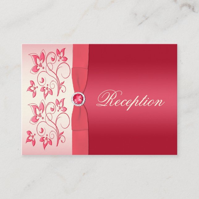 Tarjeta de envoltorio de sandía rosa e marfil-flor (Anverso)