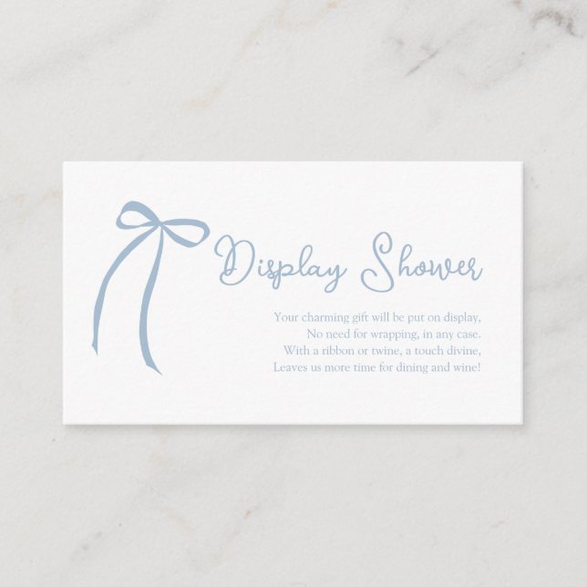 Tarjeta de envoltorio Dusty Blue Bow Display Showe (Anverso)