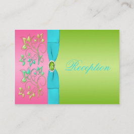 Tarjeta de envoltorio floral de cal, rosa y Aqua