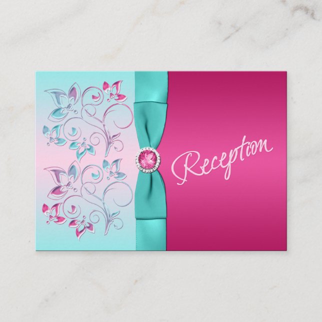 Tarjeta de envoltorio floral de cartón blanco y bl (Anverso)