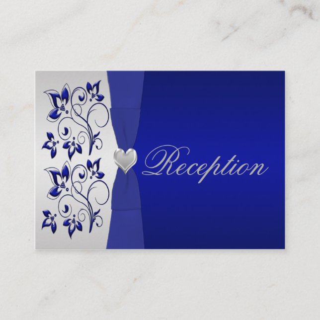 Tarjeta de envoltorio floral de plata y marina (Anverso)