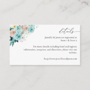 Tarjeta de envoltorio floral rosa 2 turquesa y Rub