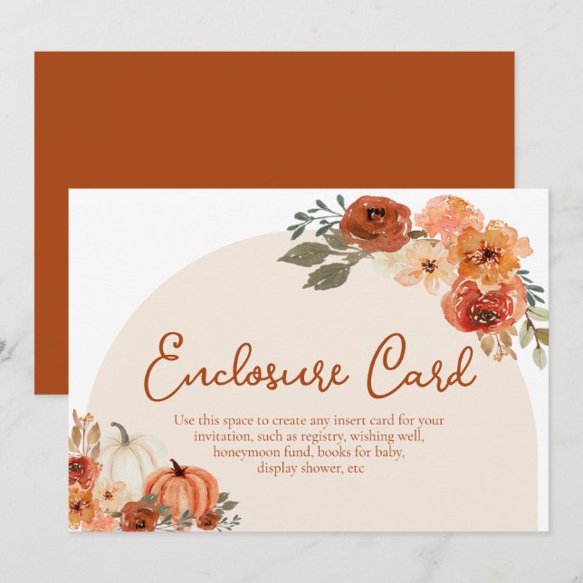 Tarjeta de envoltorio floral Rustic Fall (Anverso / Reverso)