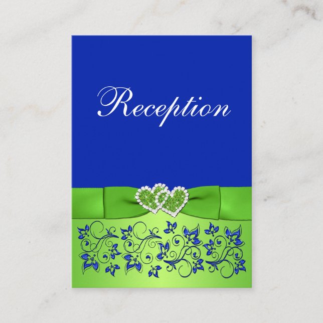 Tarjeta de envoltorio floral verde, azul RIBBON IM (Anverso)