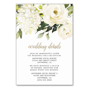 Tarjeta de envoltorio Hydrangea White Gold Boda Fl