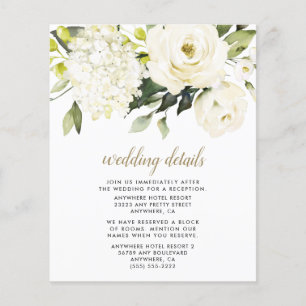 Tarjeta de envoltorio Hydrangea White Gold Boda Fl