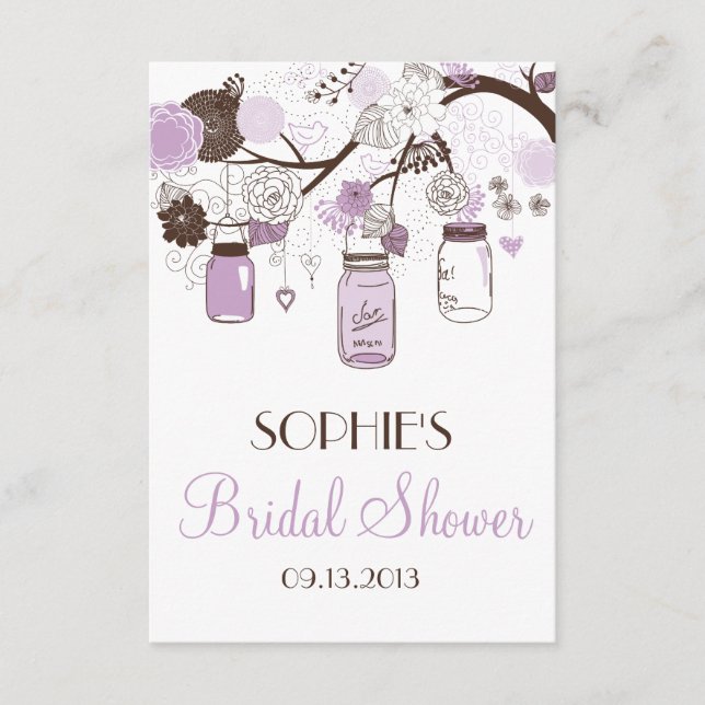 Tarjeta de envoltorio Lilac Mason Jars Bridal Show (Anverso)