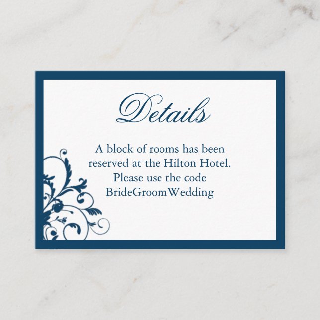 Tarjeta de envoltorio Navy Blue and Silver Boda Su (Anverso)