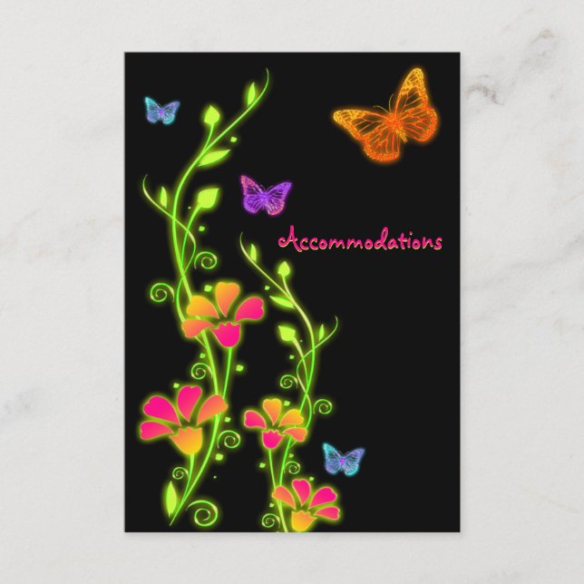 Tarjeta de envoltorio Neon Buttterflies & Flowers (Anverso)
